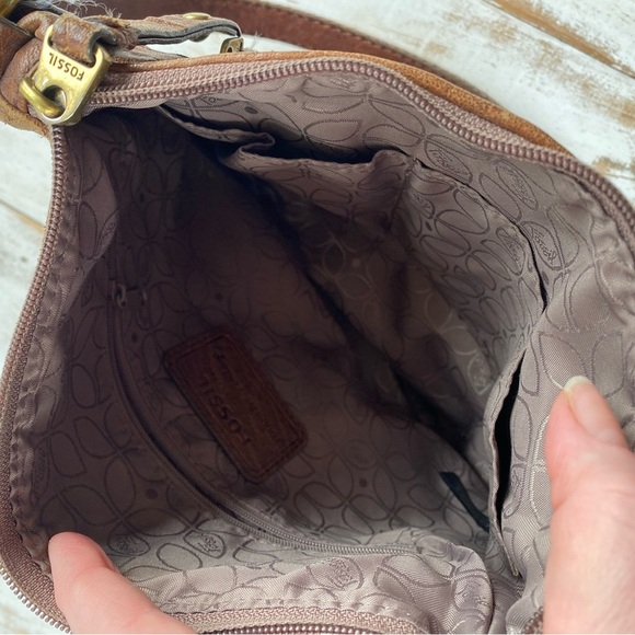 FOSSIL crossbody purse brown distressed leather Vintage boho bag collectible EUC - Picture 16 of 16